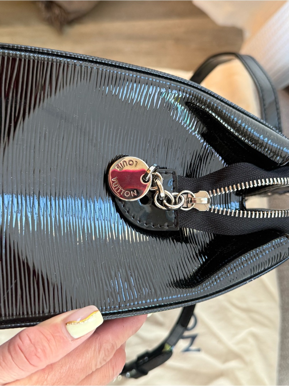 Louis Vuitton Black Patent Satchel with silver Accents - Picture 7 of 9